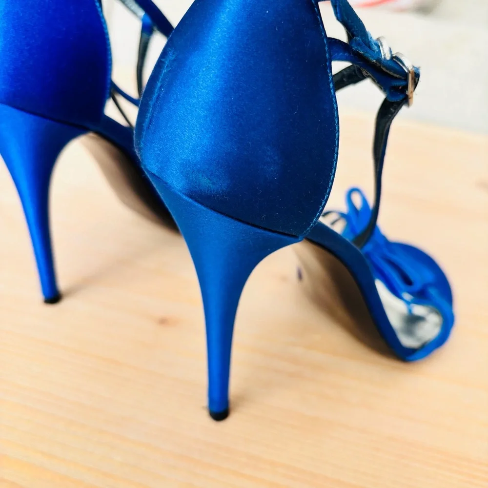 Stuart Weitzman Royal Blue Satin Strappy Heels Pumps‎ Women’s Size 10M Designer